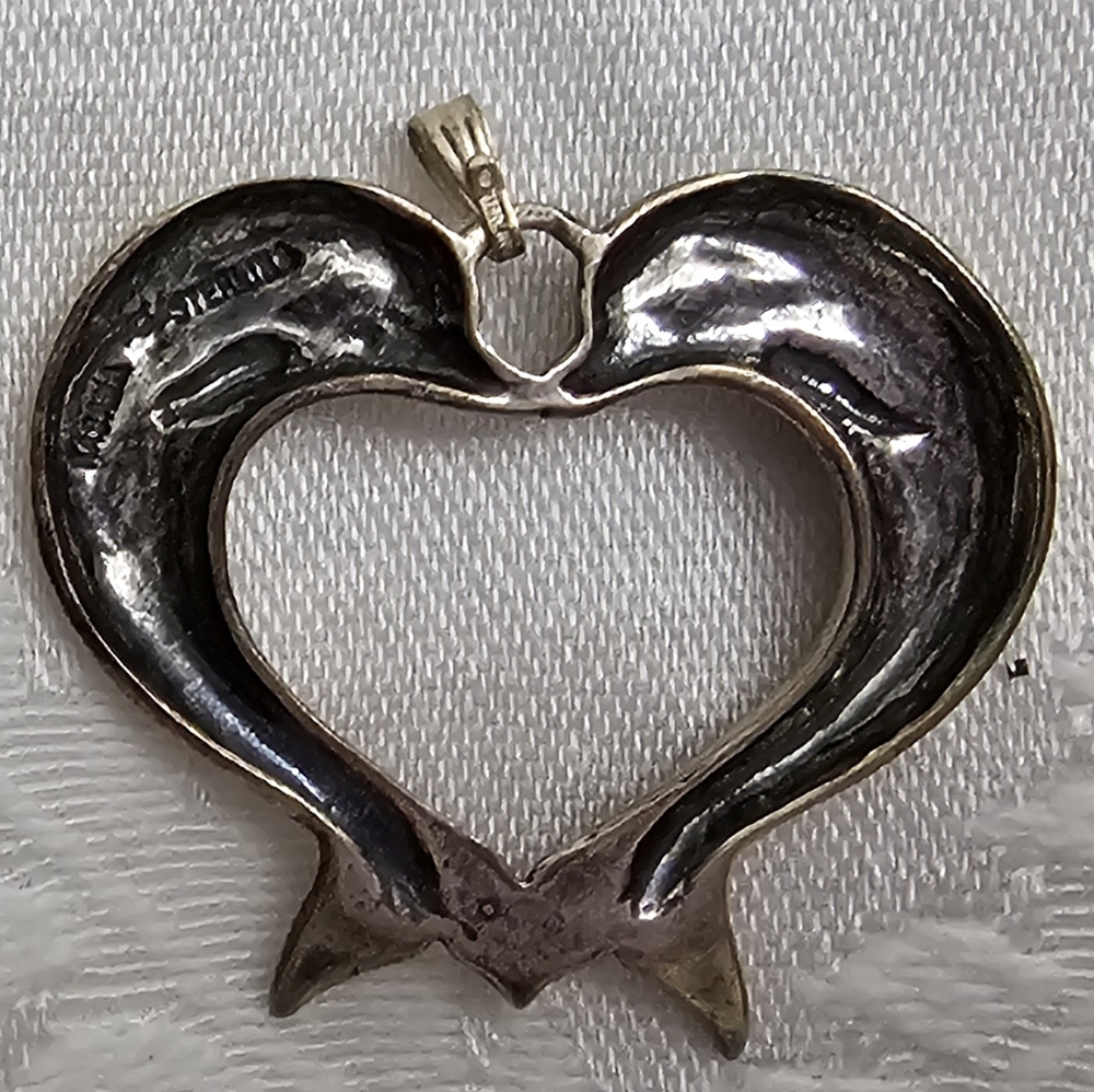Silver Dolphin Heart Pendant View 4
